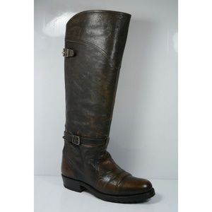 Frye Dark Brown Leather Heeled Boots
